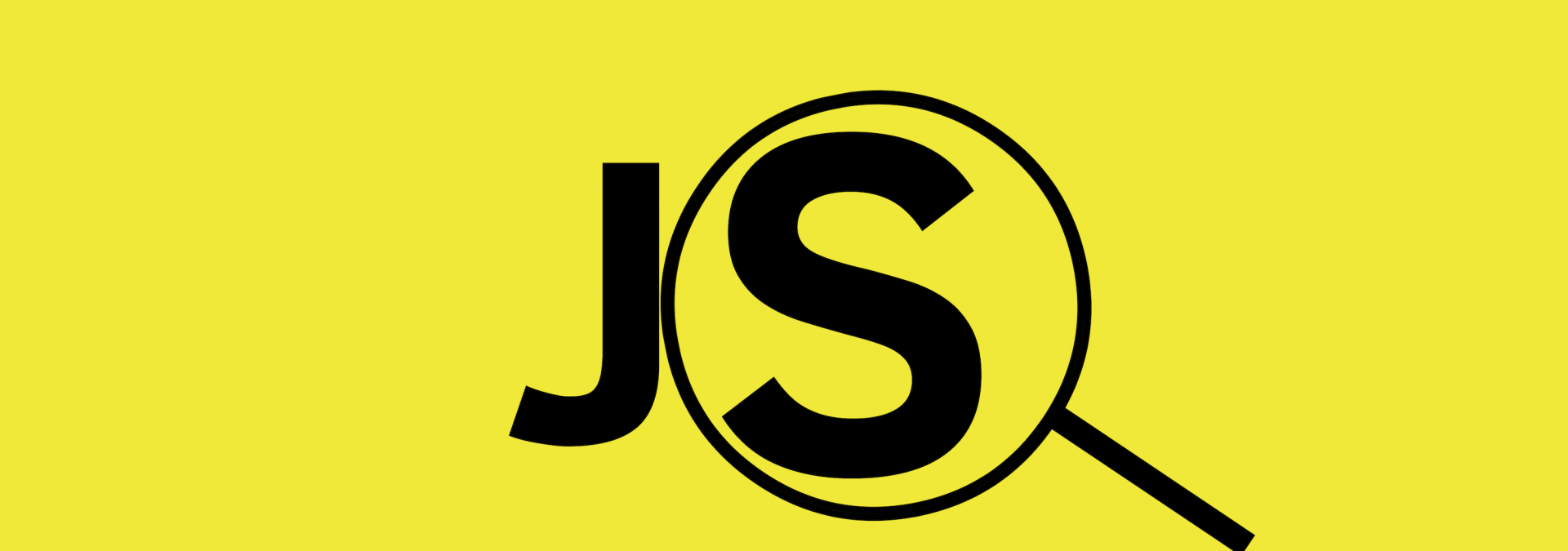 Javascript logo on a yellow backgroudn and a loupe.