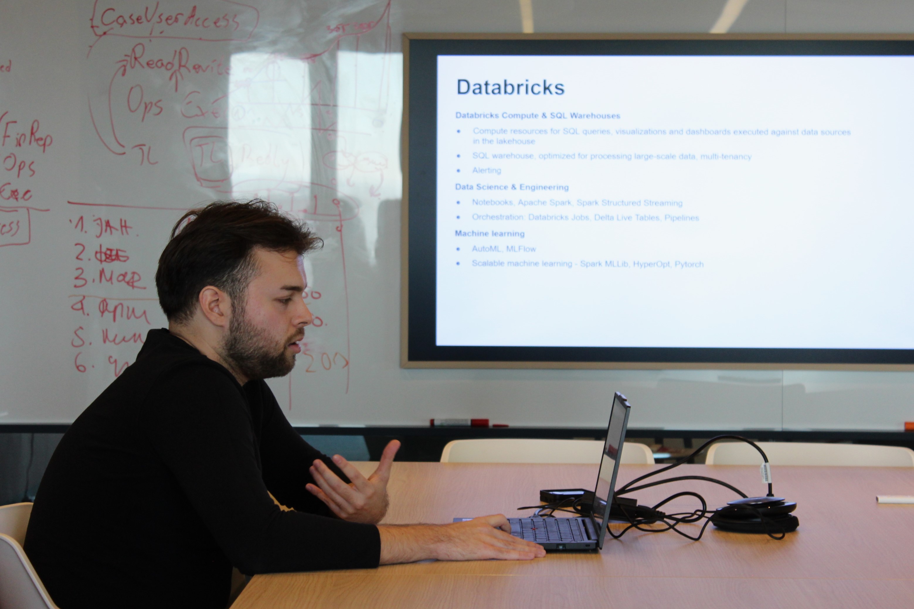Petar giving a presentation on Databricks