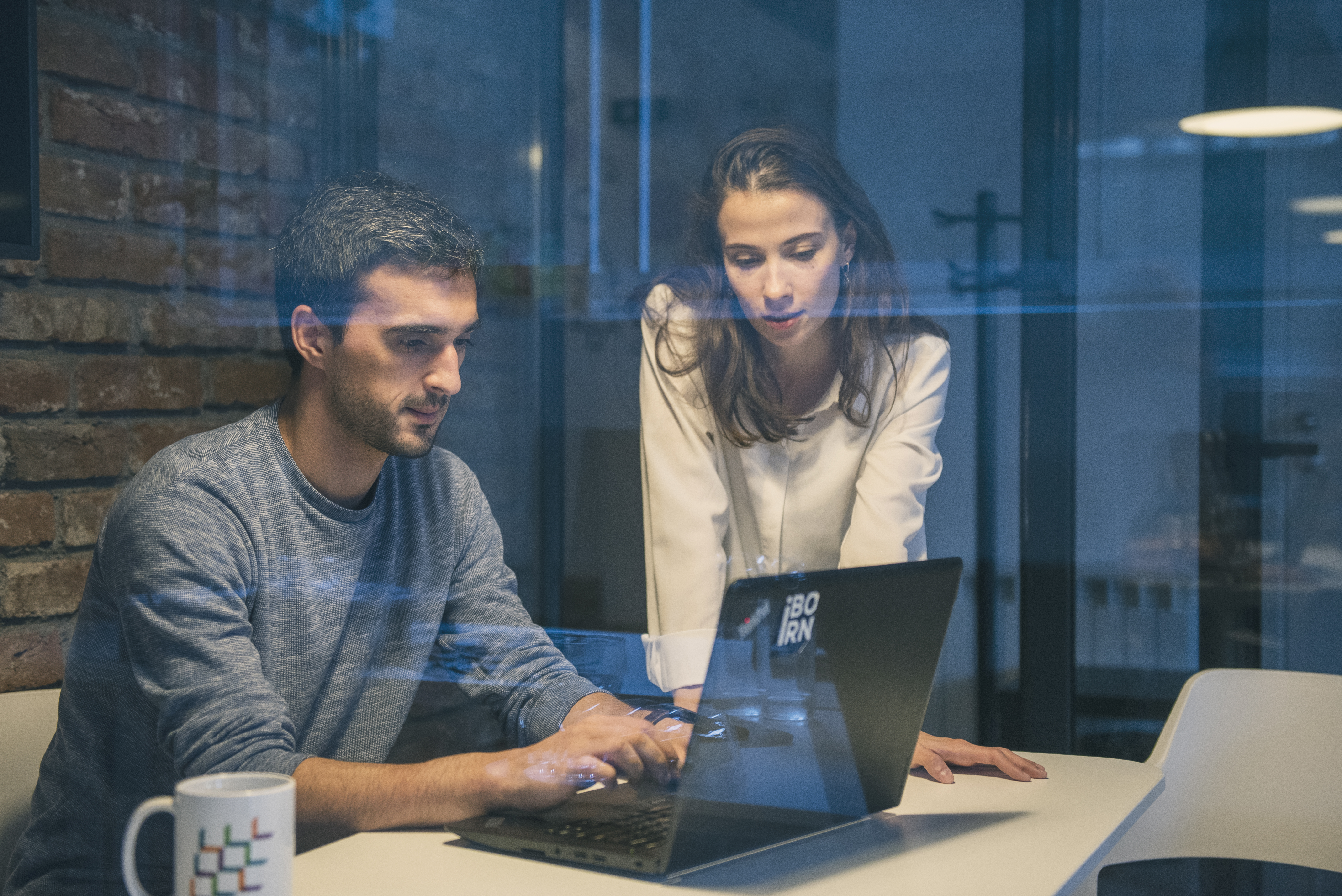 Two employees working